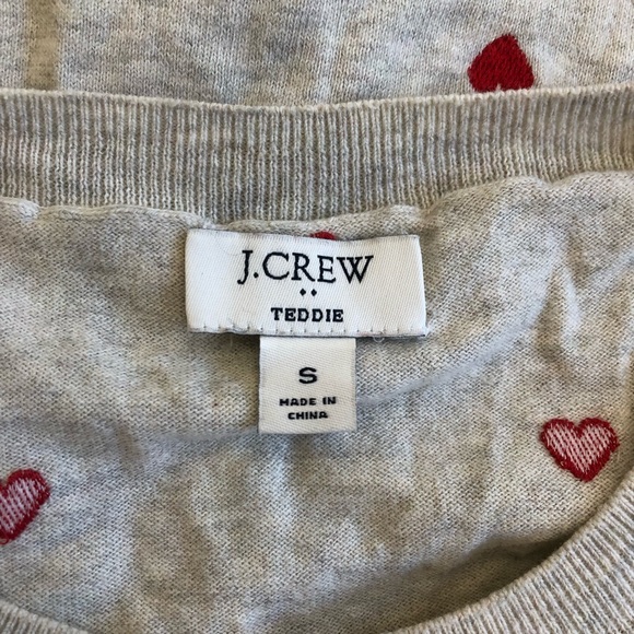 J. Crew Factory Embroidered Teddy Sweater Hearts - Picture 5 of 5